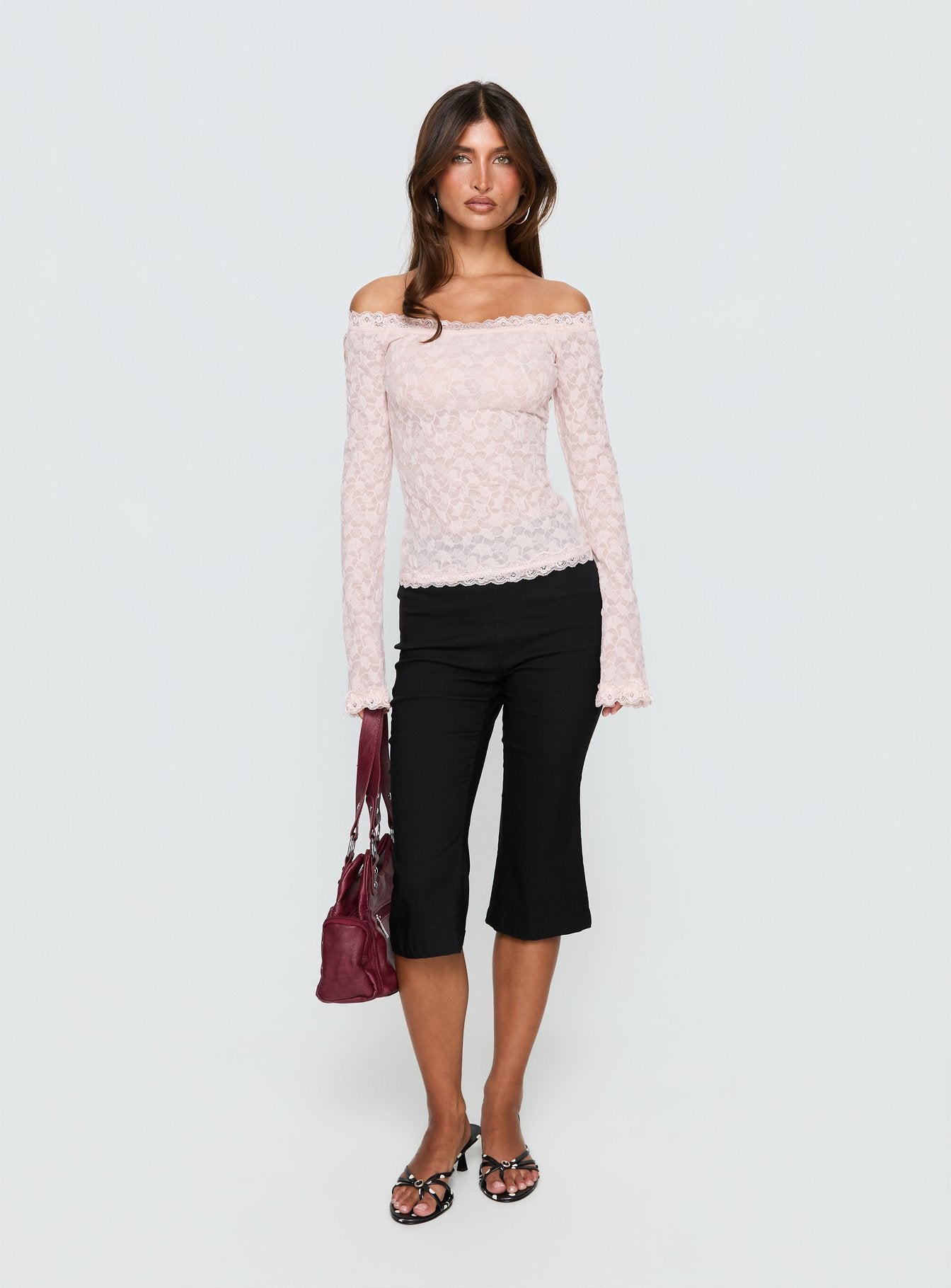 Mochapella Off The Shoulder Top Soft Pink | Princess Polly