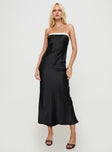 front view of model wearing Princess Polly Phillipa Strapless Maxi Dress Black Straight Neck 