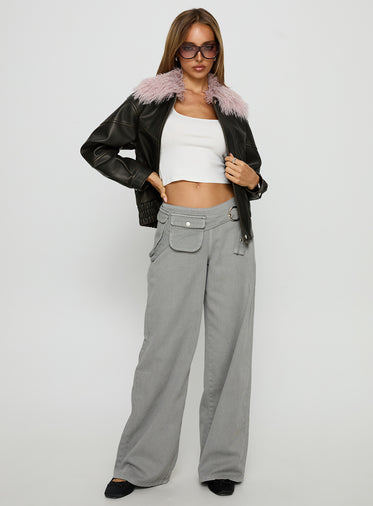 Brittanni Fluffy Collar Jacket Brown / Pink