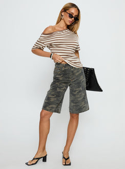 Tag Longline Denim Jorts Washed Camo