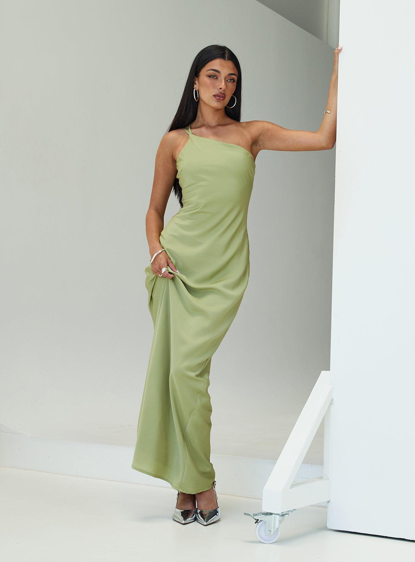 Nehemiah One Shoulder Maxi Dress Green | Princess Polly Nehemiah One Shoulder Maxi Dress Green | Princess Polly