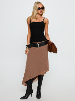Suella Asymmetrical Midi Skirt | Brown Polka Dot | Womens | Princess Polly Suella Asymmetrical Midi Skirt | Brown Polka Dot | Womens | Princess Polly