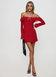 Mollins Long Sleeve Mini Dress Red