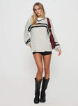 front view of model wearing Princess Polly Mystique Knit Sweater Cream Long 