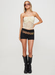 front view of model wearing Princess Polly Luciella Lace Top Cream Sleeveless Sweetheart 