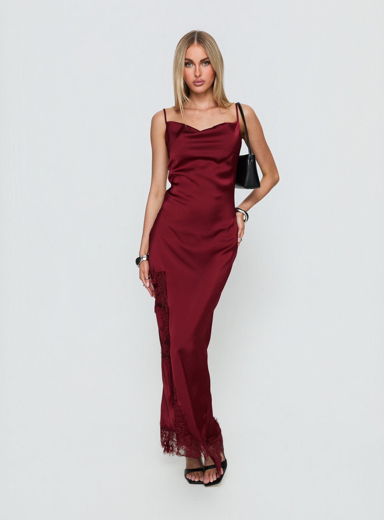 Katalyna Lace Cowl Neck Maxi Dress Red | Princess Polly Katalyna Lace Cowl Neck Maxi Dress Red | Princess Polly