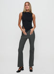 front view of model wearing Princess Polly Everyday Flared Pants Slate Grey High Waisted Pants 