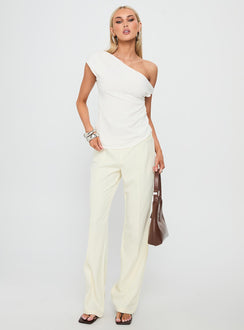 Kaylani One Shoulder Drape Top White