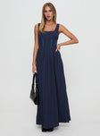 front view of model wearing Princess Polly Lorinda Maxi Dress Navy Square Neck 