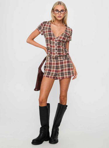 Odera Short Red Check