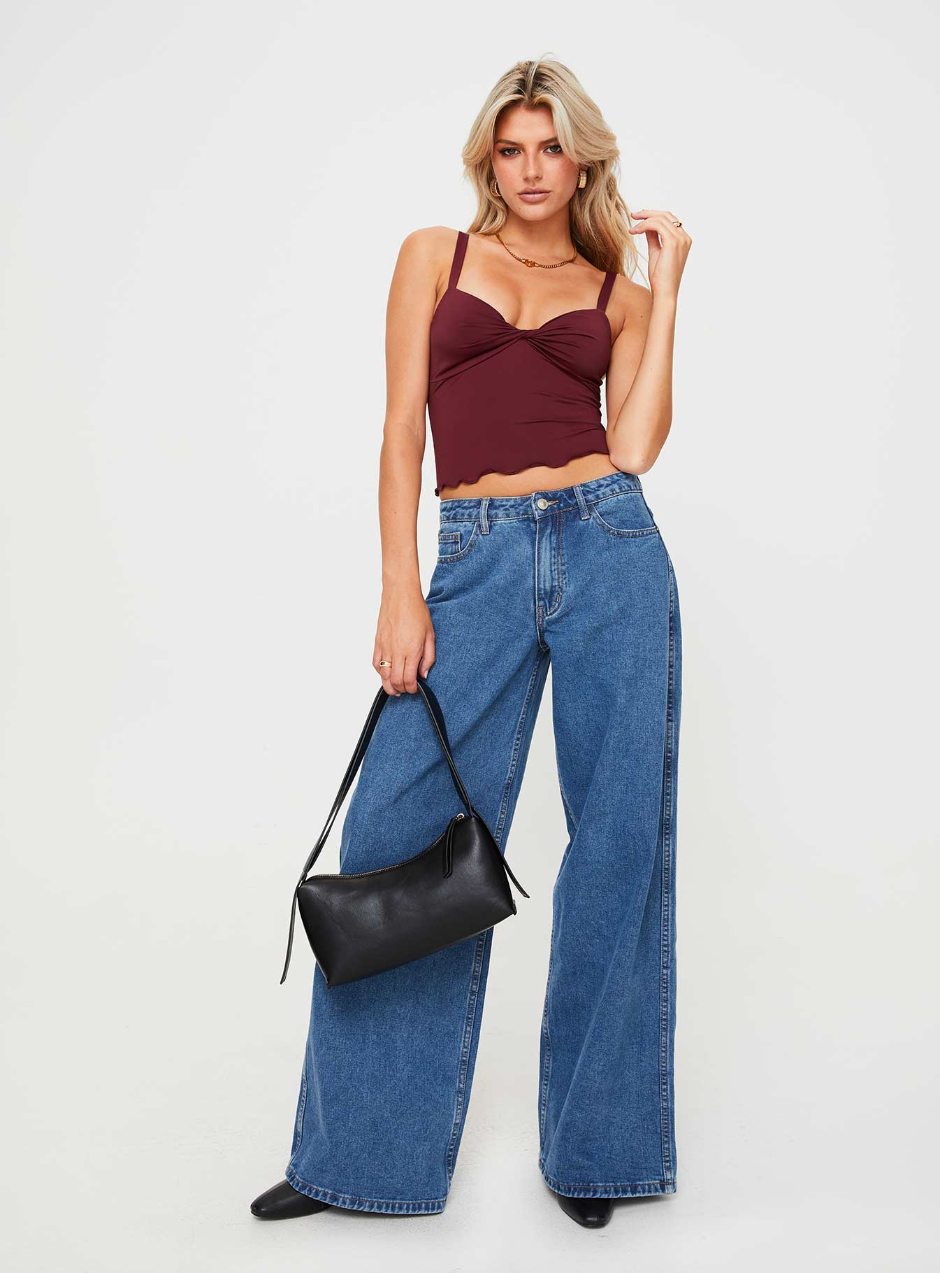 product Princess Polly Sleeveless Asymmetric Neckline  Greyer Top Wine