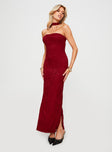 Princess Polly Straight Neck  Melantha Strapless Maxi Dress Red