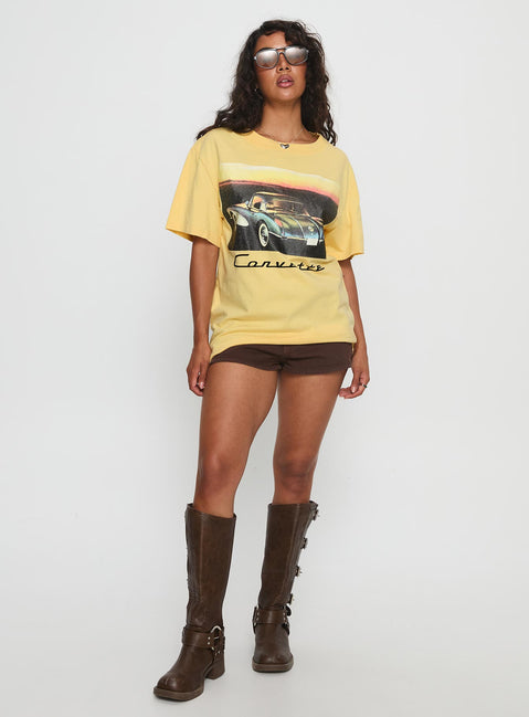 Corvette Legends Oversized Graphic Top Yellow