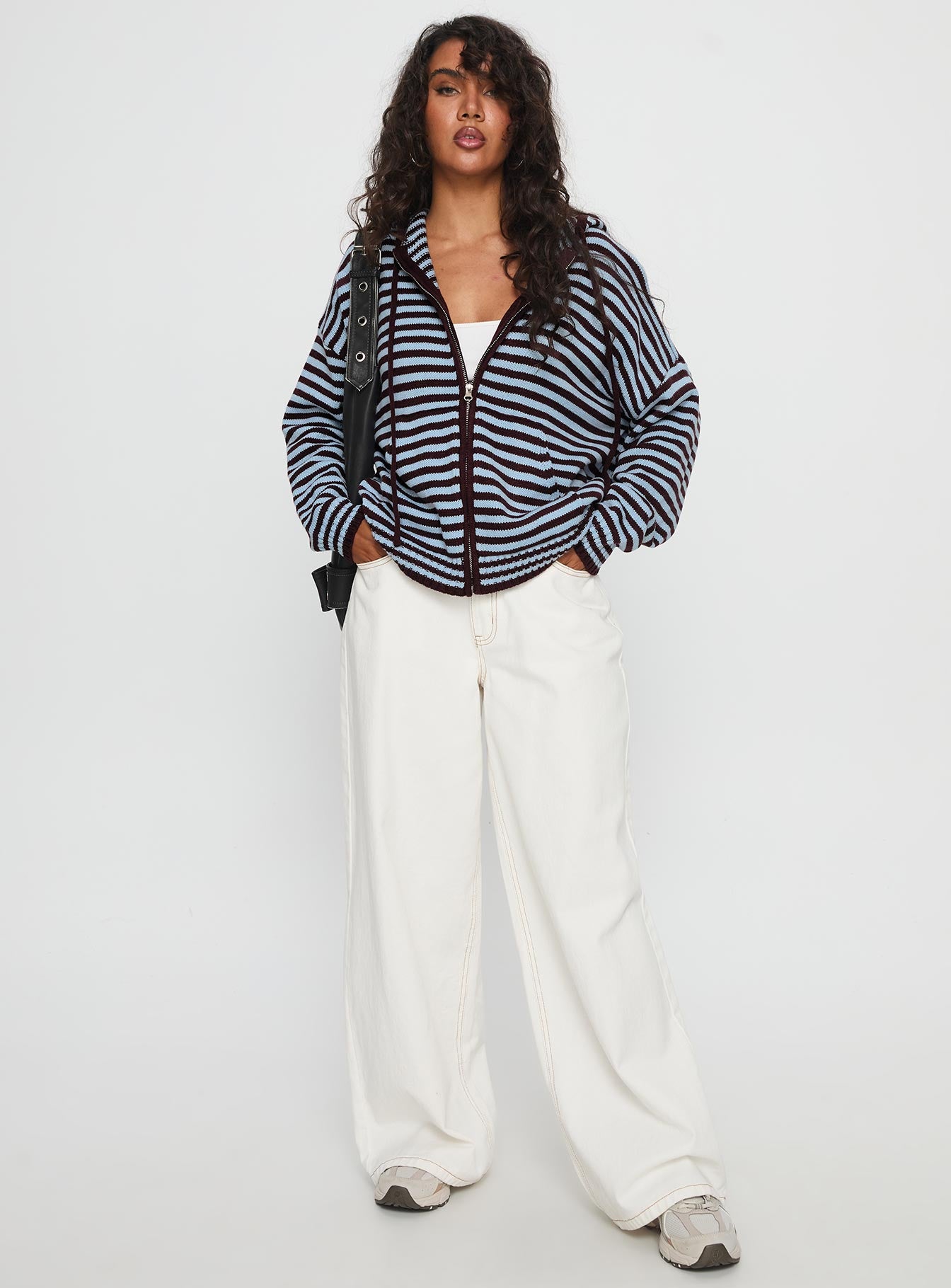 Brienna Zip Jacket Burgundy / Blue Stripe