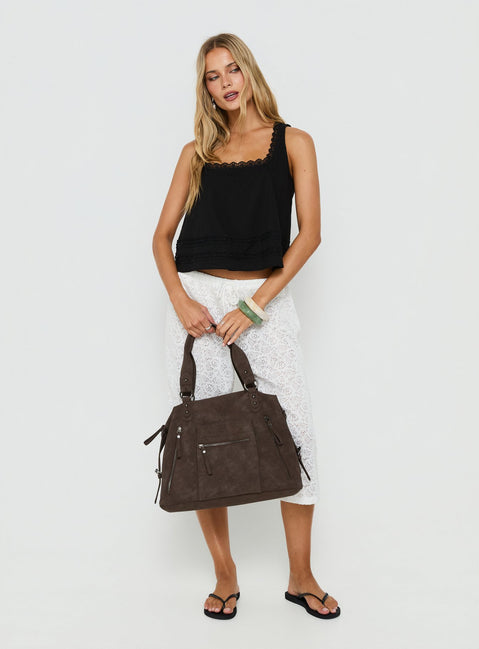 Alanah Lace Trim Top Black