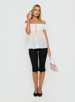 Elenah Chiffon Off Shoulder Babydoll Top White
