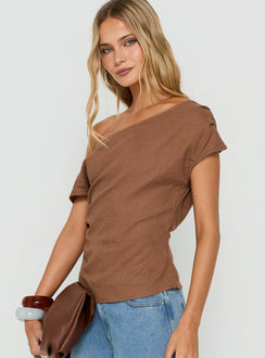Seasons Change Relaxed Off Shoulder Top Mocha