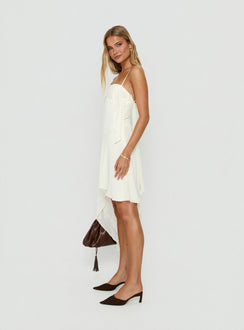 Massey Bust Draping Low Back Midi Dress Off White