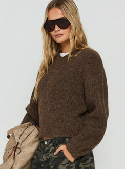Zoelina Knit V Neck Sweater Brown