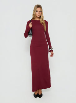 Henrieta Lace Up Maxi Dress Burgundy