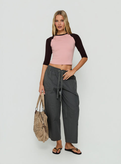Kikkie 3/4 Sleeve Raglan Pink / Plum