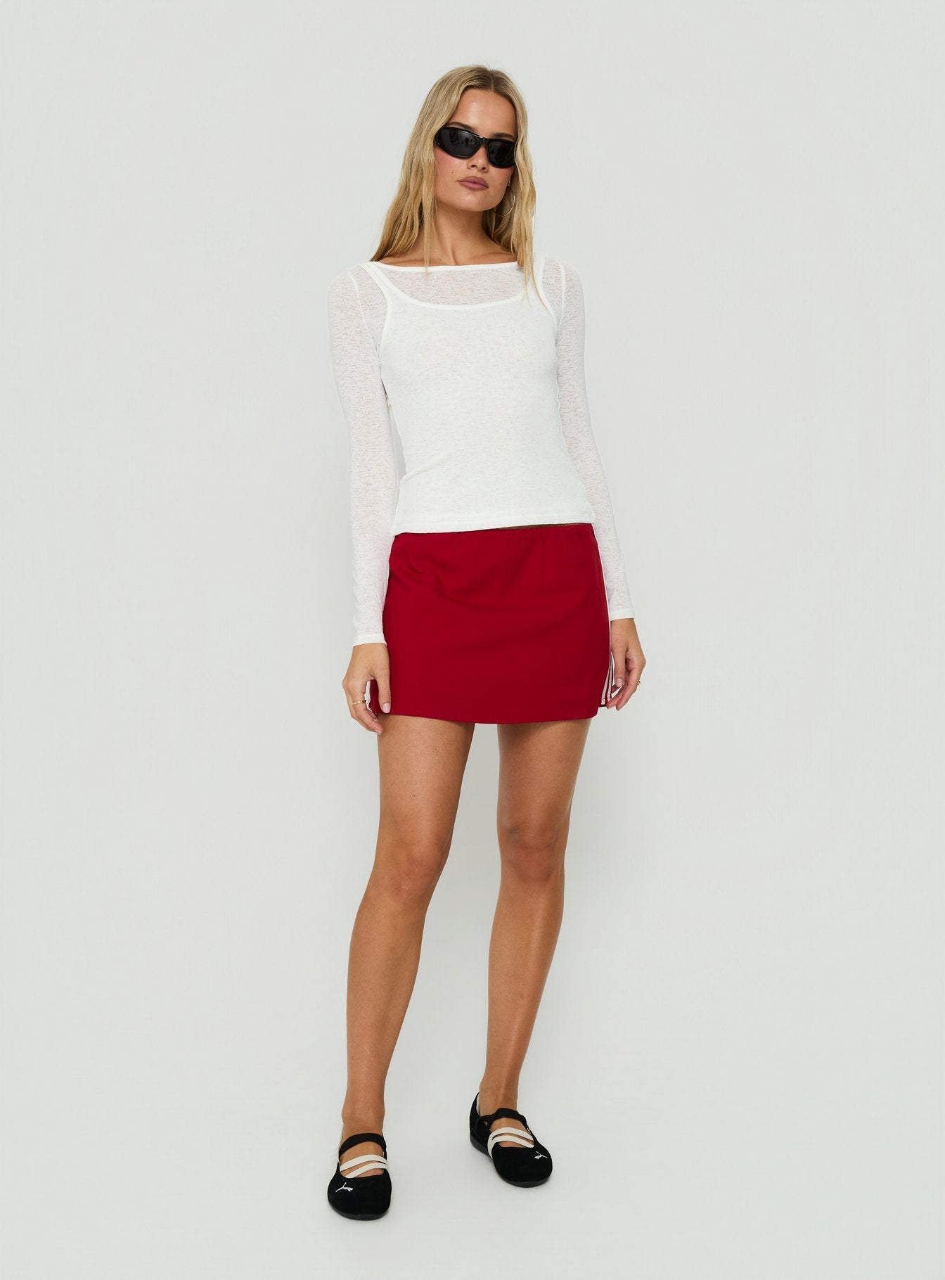 Theaya Sheer Layered Long Sleeve Top White