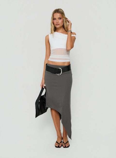 Aviza Asymmetrical Midi Skirt Grey