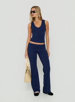 Daily Define Foldover Waist Pants Navy