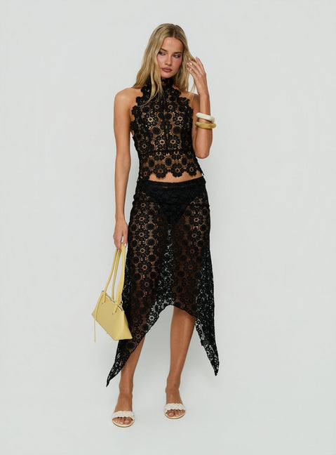 Trophy Sheer Midi Skirt Black