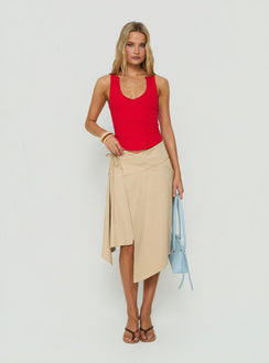 Ellainah Asymmetrical Wrap Midi Skirt Concrete