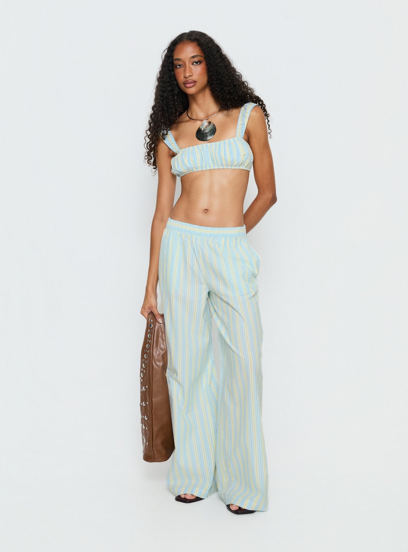 Talyssa Micro Crop Top Blue Stripe | Princess Polly
