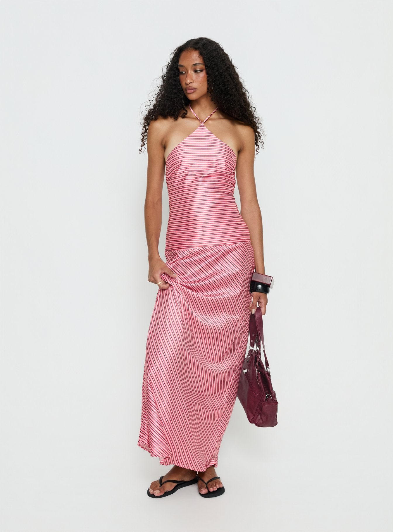 Bellamissimo Halter Maxi Dress | Pink Stripe | Womens