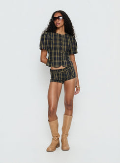 Afterglow Mini Short Navy / Lemon Plaid