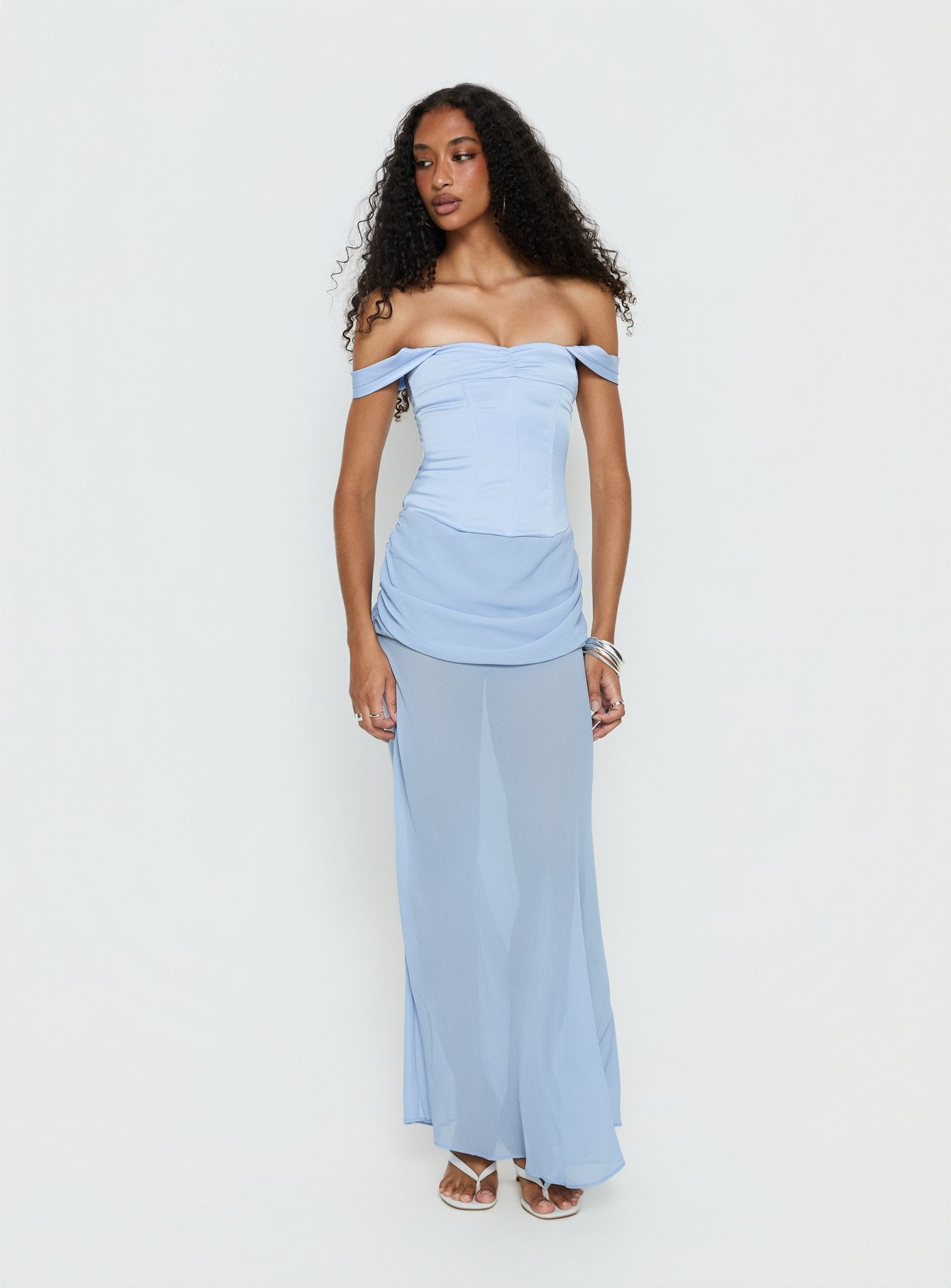Angiola Corset Off Shoulder Maxi Dress | Blue | Womens | Princess Polly Angiola Corset Off Shoulder Maxi Dress | Blue | Womens | Princess Polly