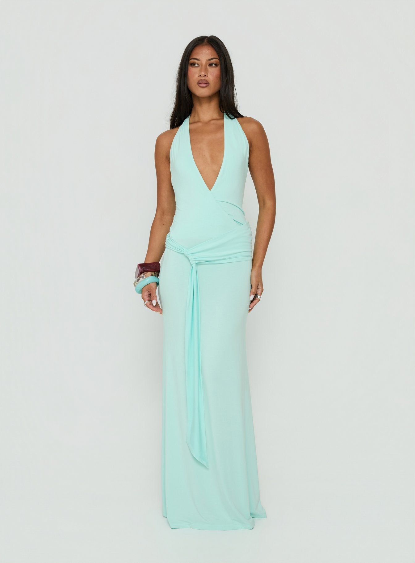 So Major Draped A-Line Maxi Dress | Blue | Womens