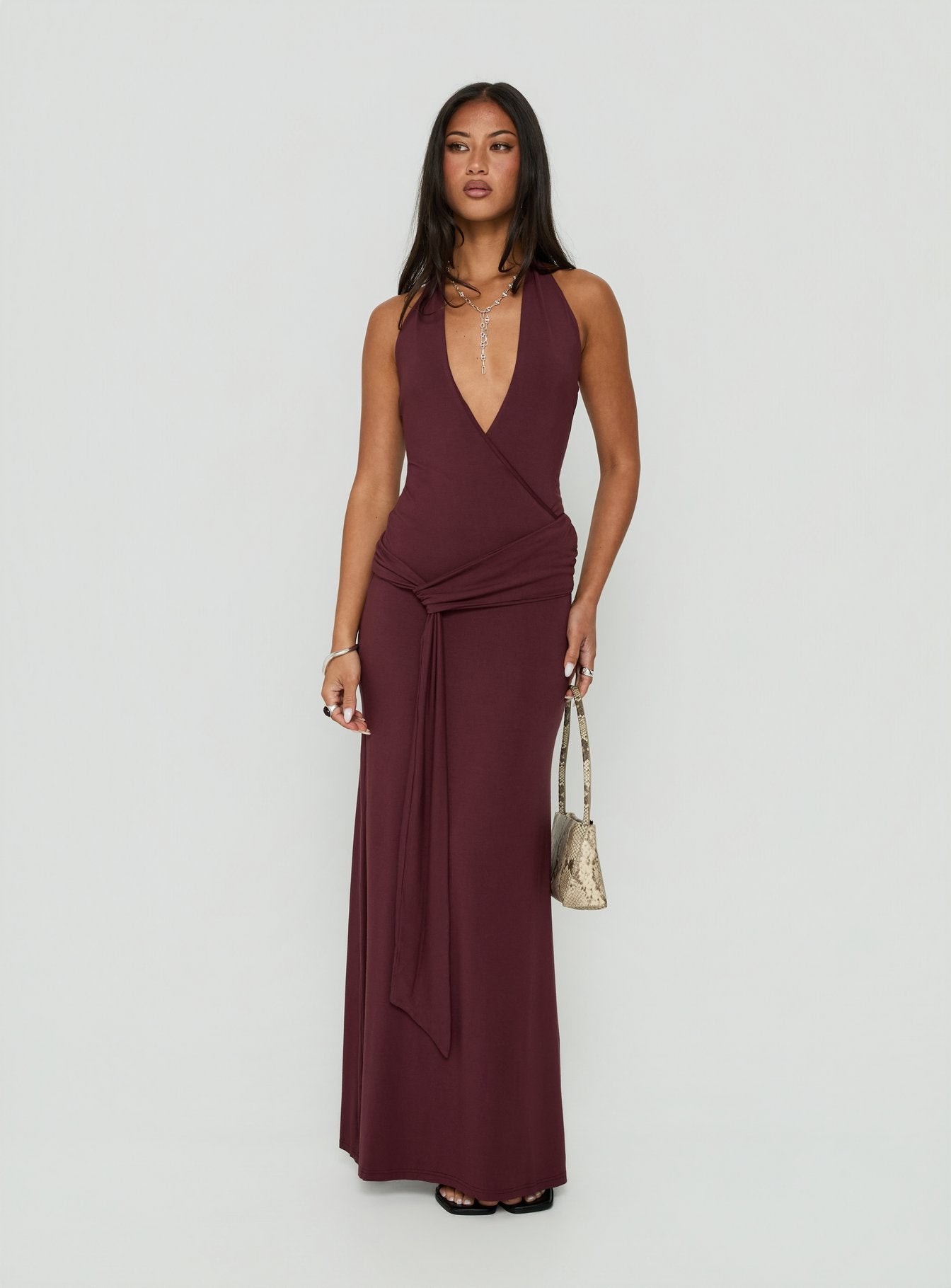 So Major Draped A-Line Maxi Dress | Plum | Womens