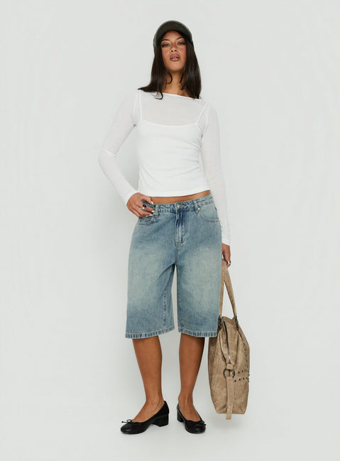 Kings Low Rise Jorts Vintage Mid Blue Wash