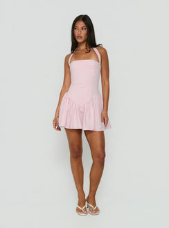 Esatora Halter Flare Mini Dress Pink