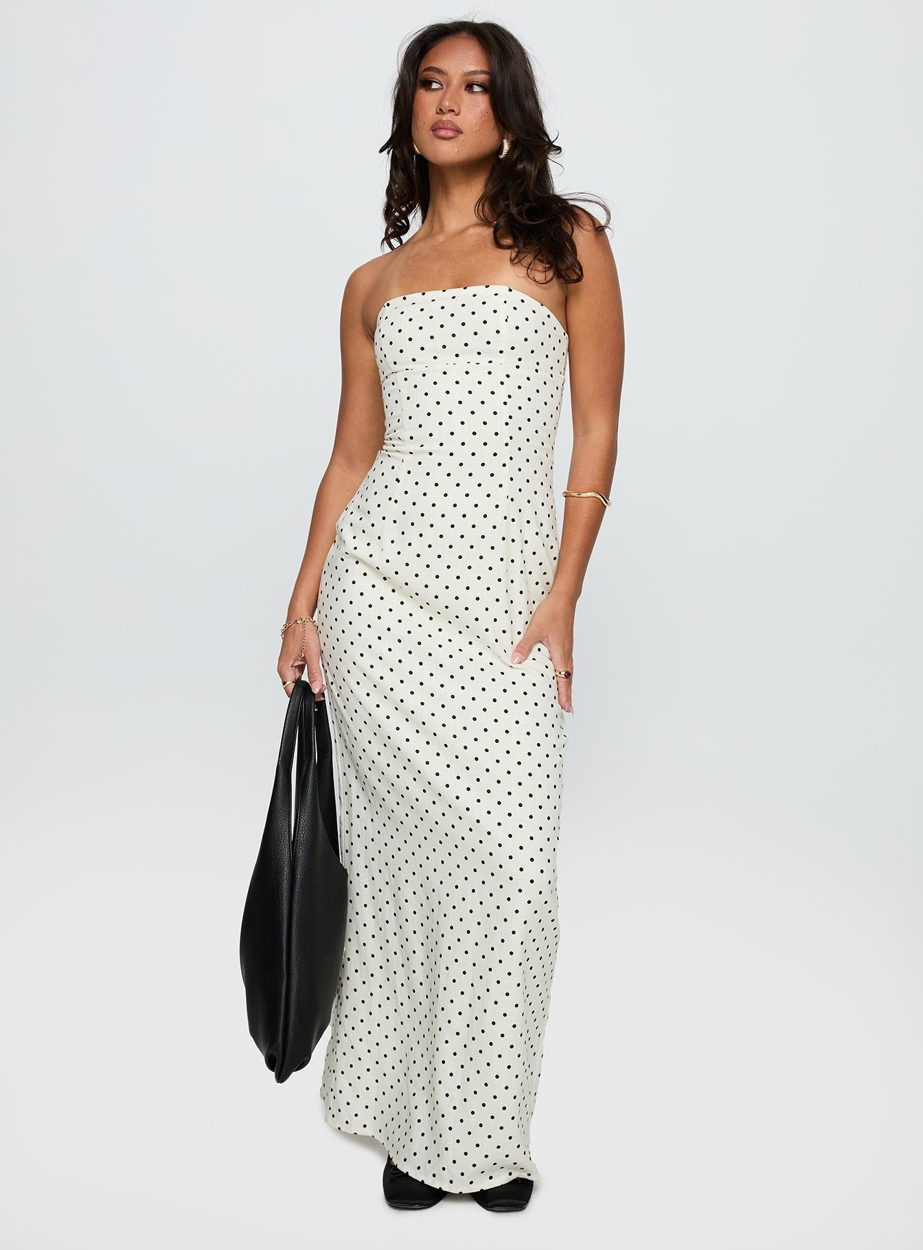 white linen strapless midi dress Mackenzie in White Linen