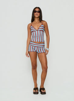 Makira Shorts Brown / Blue Stripe