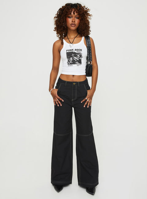 product Princess Polly Sleeveless Crew Neck  Punk Rock Tank Top White