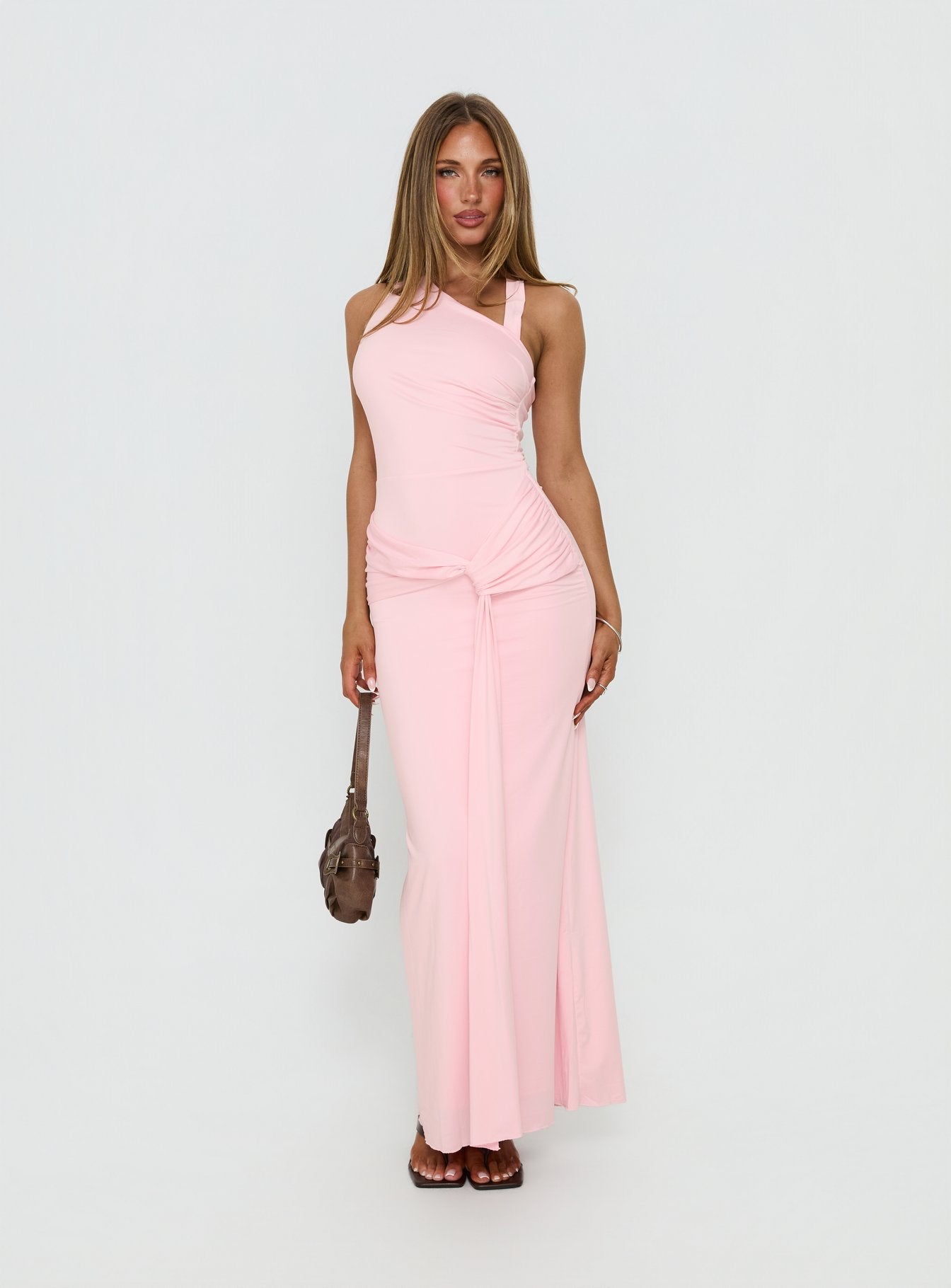 maxi formal pink dresses for women Formal Night Out Satin Maxi Dress Pink