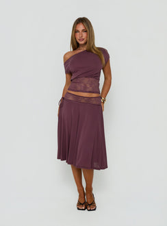 Marienna Lace Midi Skirt Plum