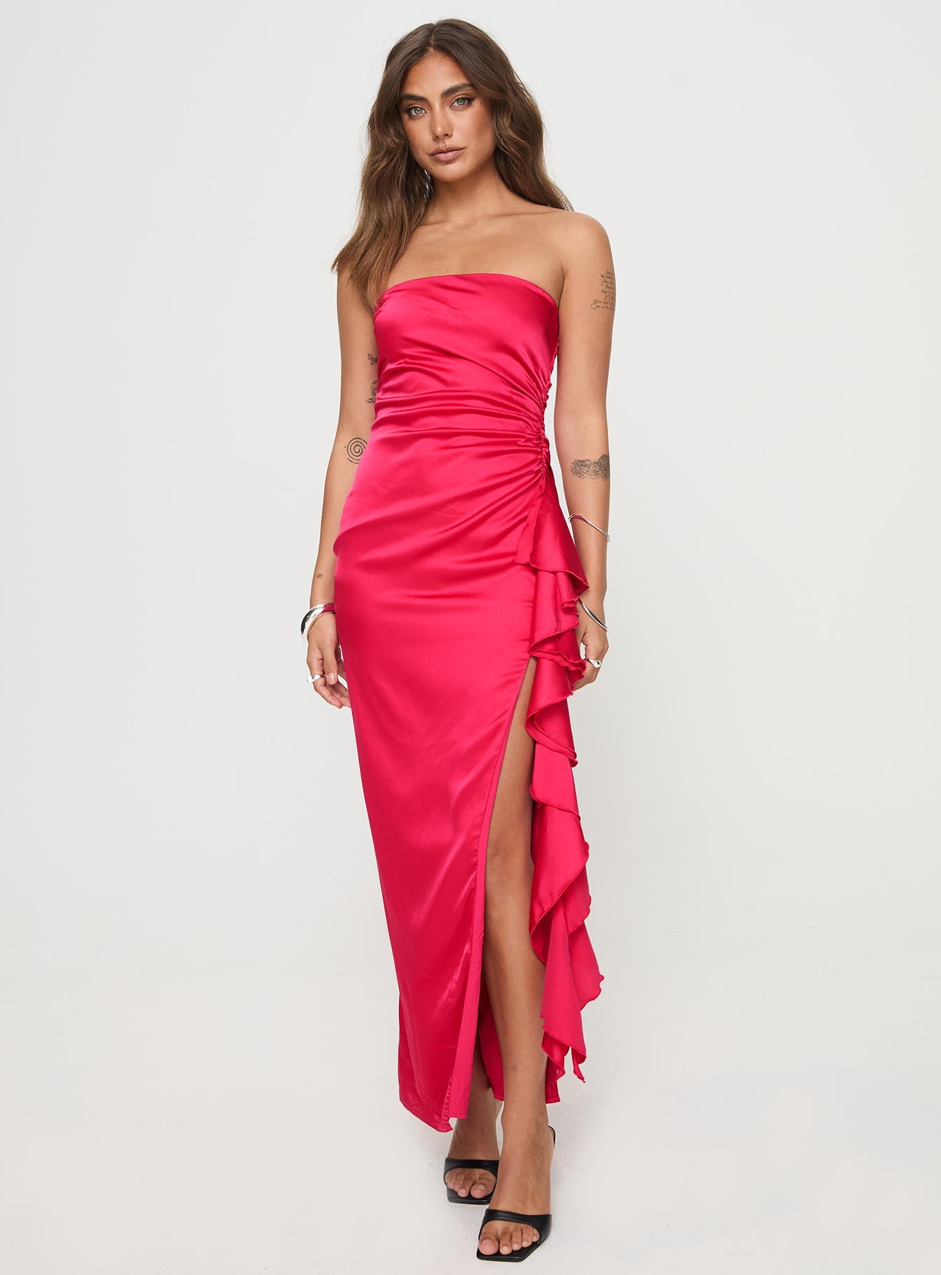 Callita strapless maxi dress red