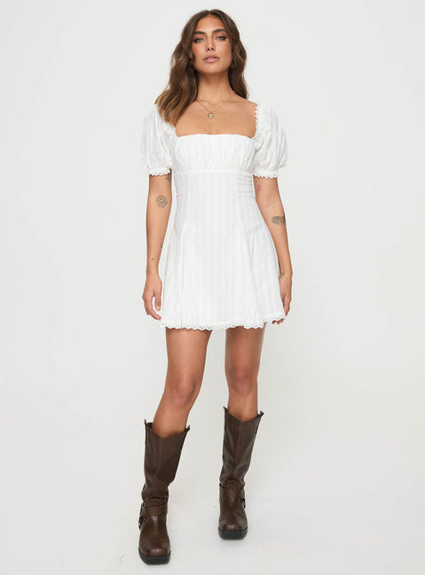 Rabatia Mini Dress | White | Womens