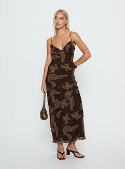 Jemimah V Neck Maxi Dress | Brown Paisley Jemimah V Neck Maxi Dress | Brown Paisley