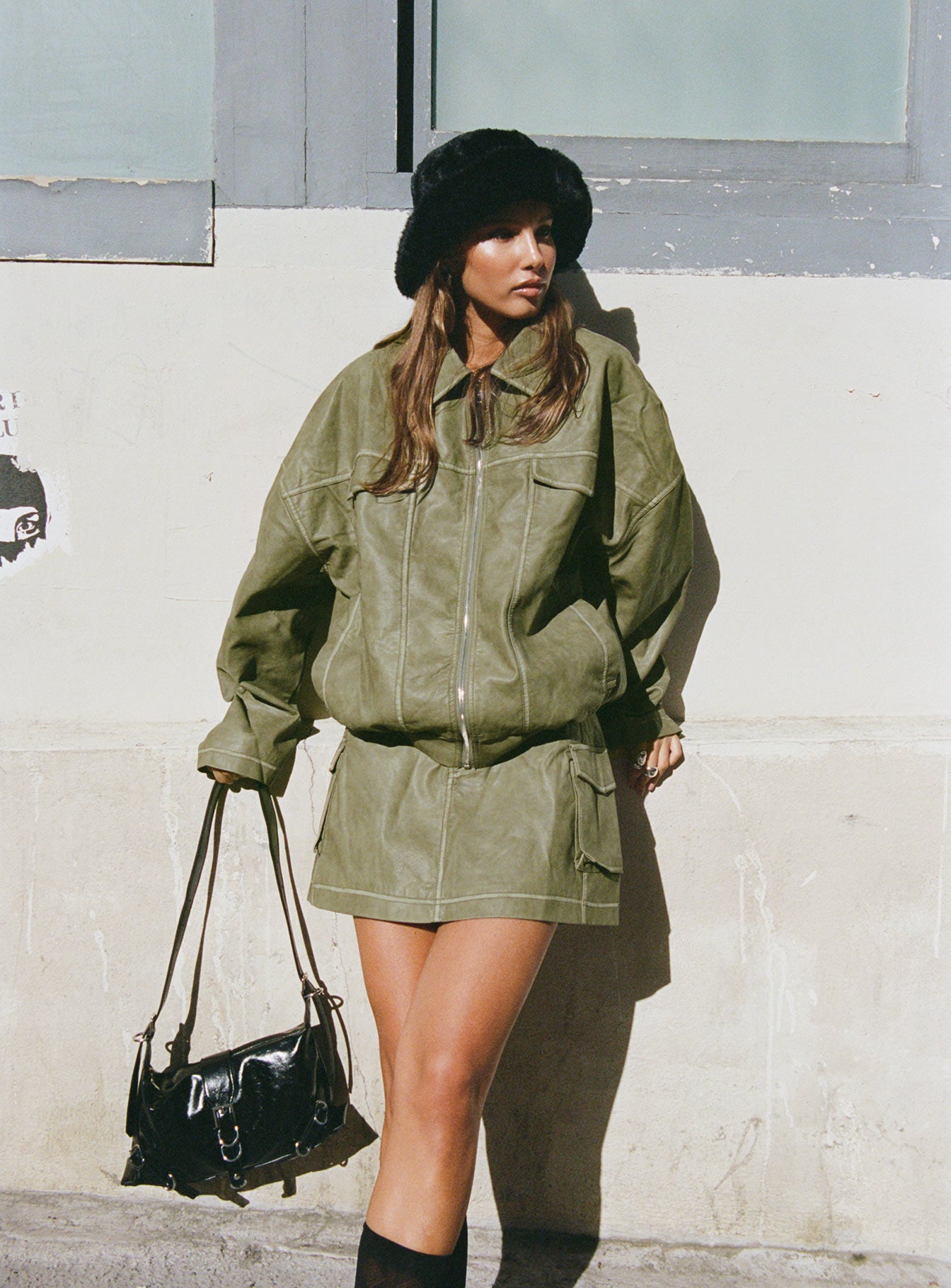 ジャケット・アウター Dapania Tanza Faux Leather Jacket Washed Green | Princess Polly