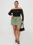 Zakai Cargo Denim Mini Skirt Green Curve