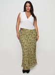   front view of model wearing Princess Polly Piazia Maxi Skirt Green Curve Maxi 