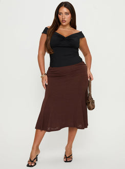 Maxeina Off Shoulder Twist Top Black Curve